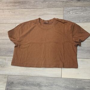Nuuds Casual Brown Crop Top Size Small